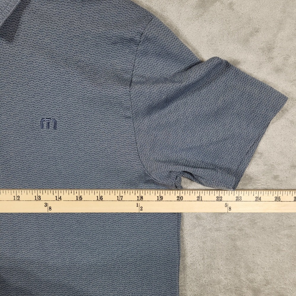 Travis Mathew Polo Mens M Blue Textured Pima Cotton Short Sleeve Golf Shirt - Picture 8 of 10
